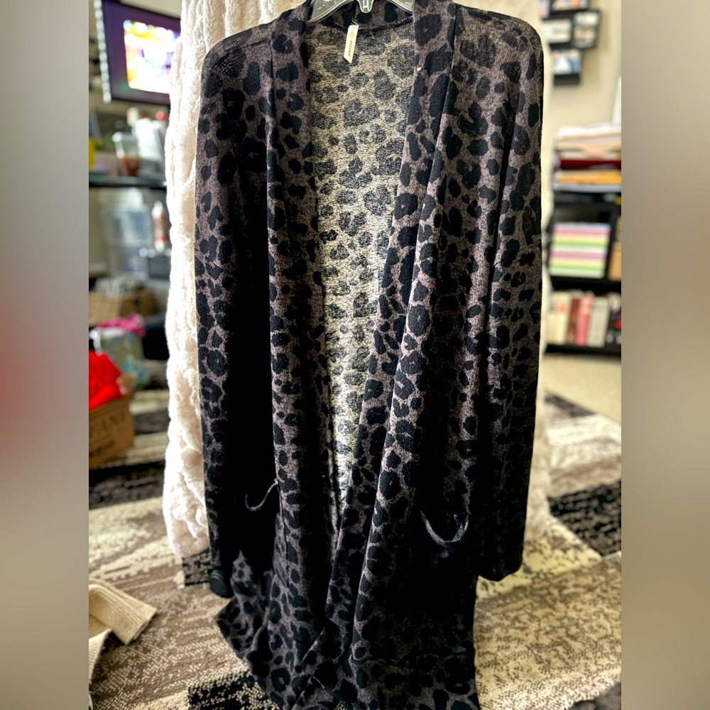 Black Animal Print Duster